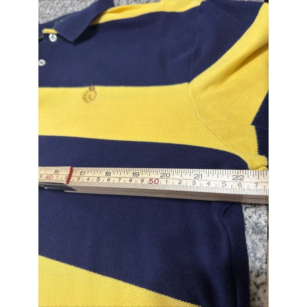 Polo Ralph Lauren Sz M Vintage Crest Logo Navy  And Yellow Rugby Pullover‎